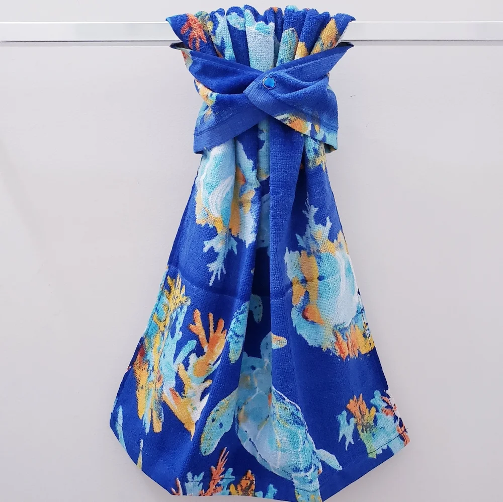 #9131-C ●NEW! Seashells starfish Hang'N'Snap Hand Towel🤍Select snap
